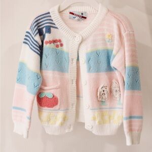 Vintage Strawberry Patchwork Sweater